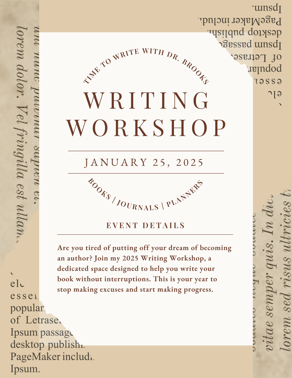 Time to Write with Dr. Brooks Writing Workshop