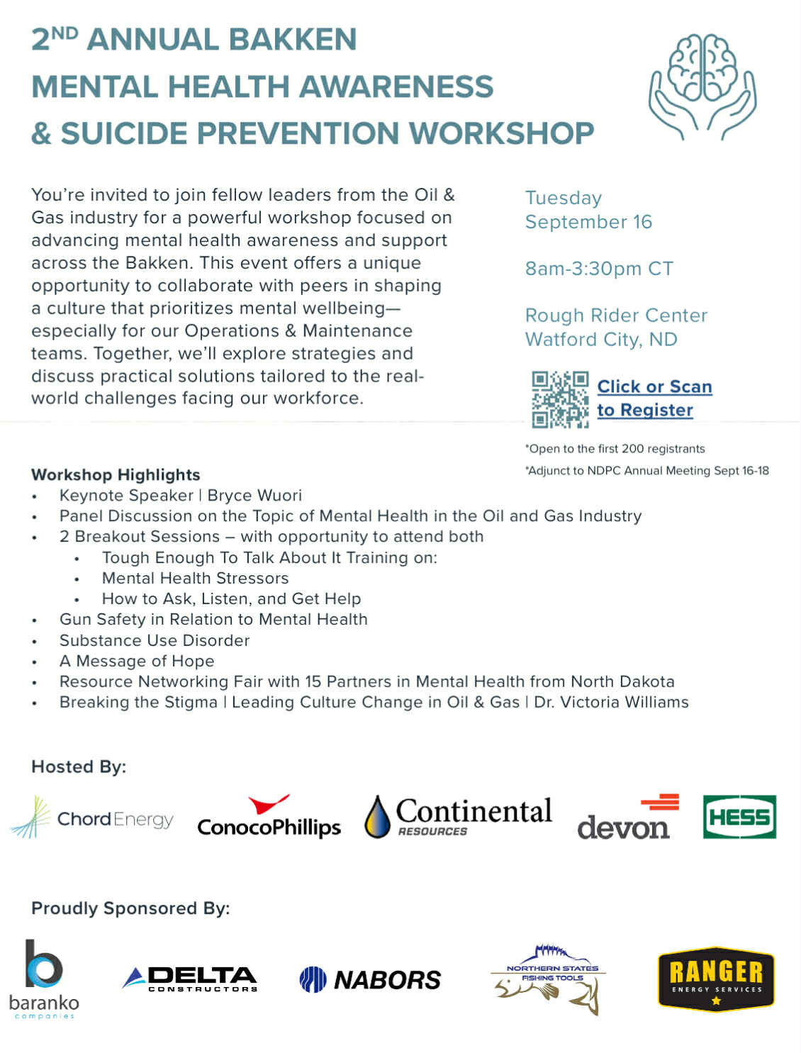 2nd Annual Bakken Mental Health Awareness & Suicide Prevention Workshop